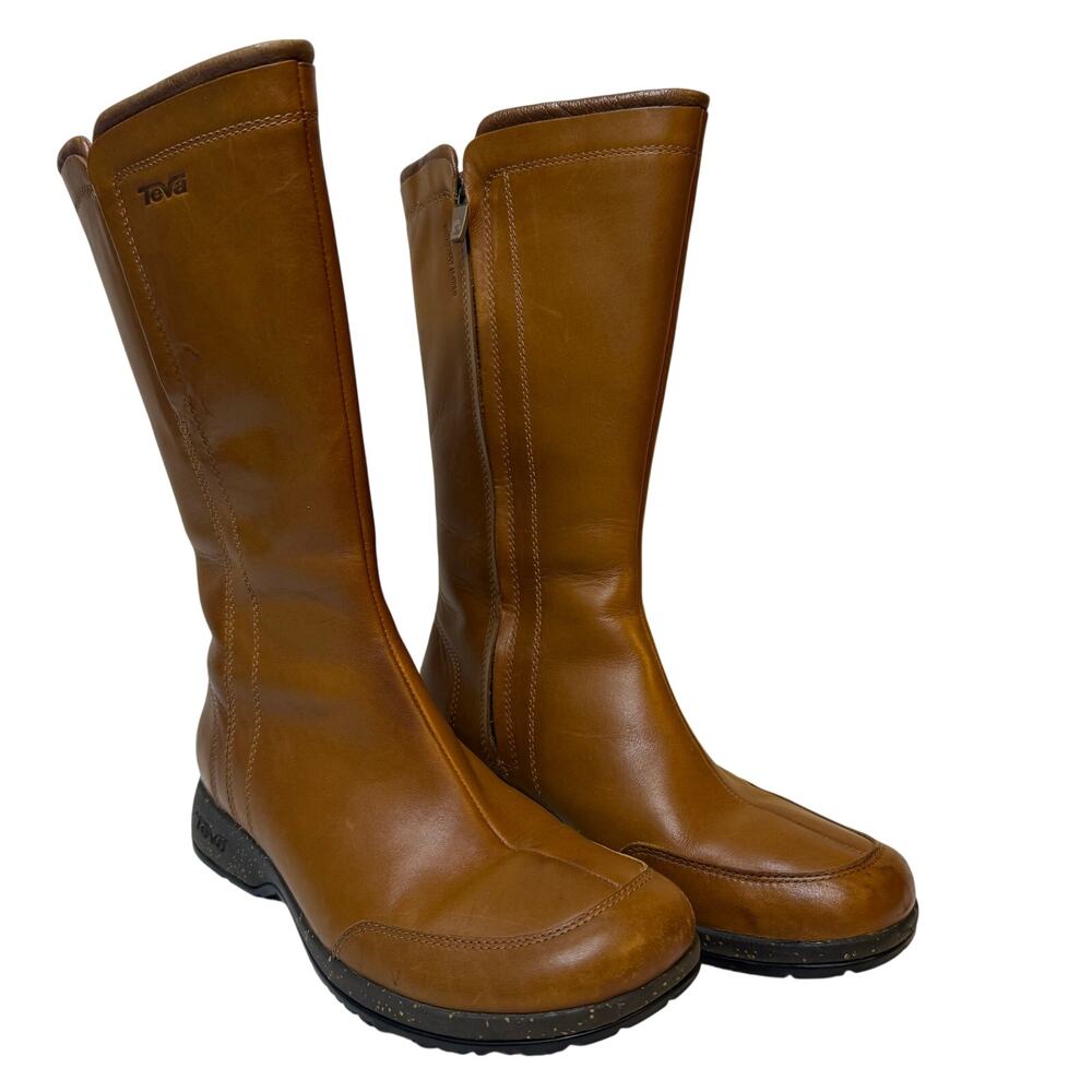 Teva Capistrano Weatherproof Leather Riding Boots Brown 8.5